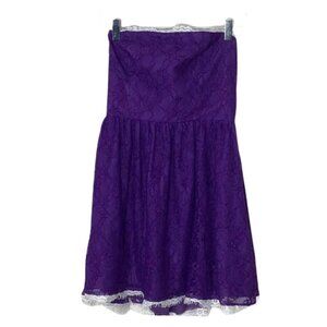 NEW NBD Revolve Lace Strapless Mini Dress in Purple / White Sz. S